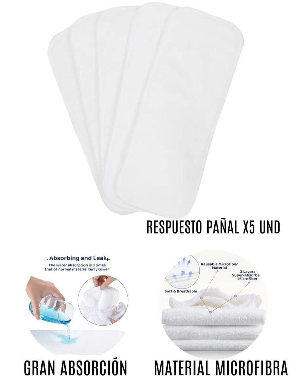 Repuesto de Pañal Ecológico x5 – Alta Absorción y Suavidad