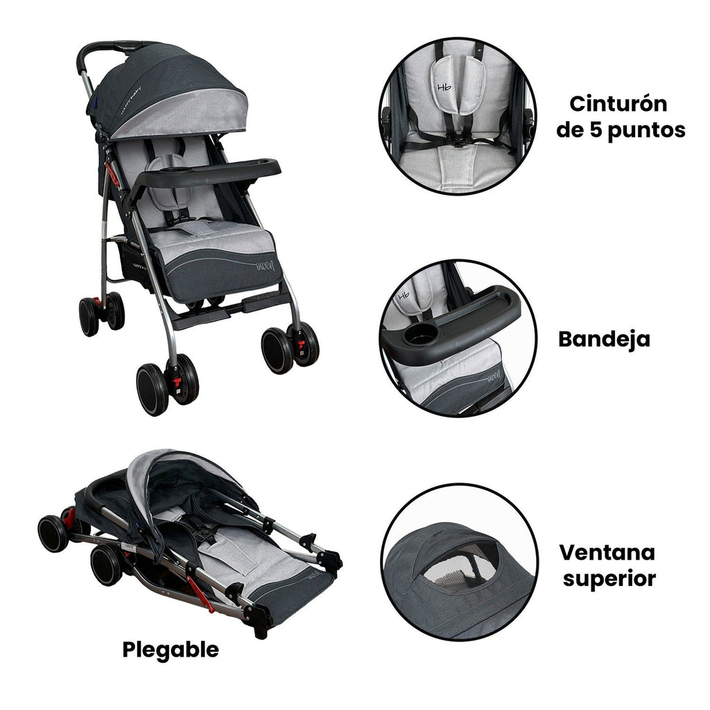 Coche Paseador Owen Gris Happy Baby