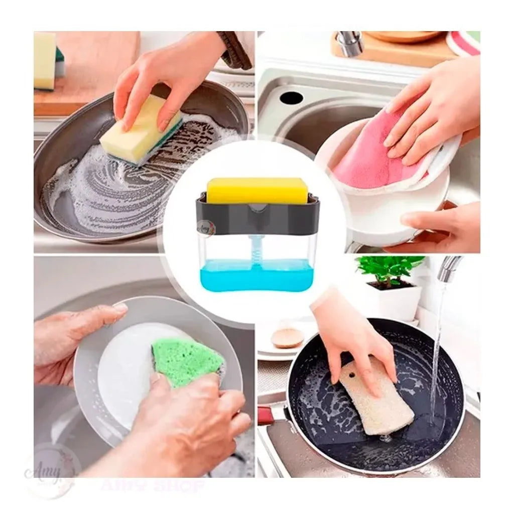 Dispensador de Jabón para Loza con Esponja