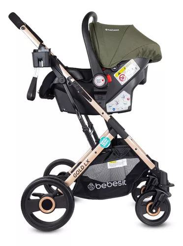 Coche Moisés Con Porta Bebé Gold LX Verde Bebesit