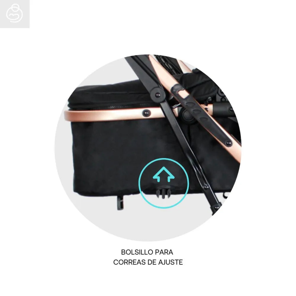 Coche Moises Gold LX Negro Bebesit Bolsillo