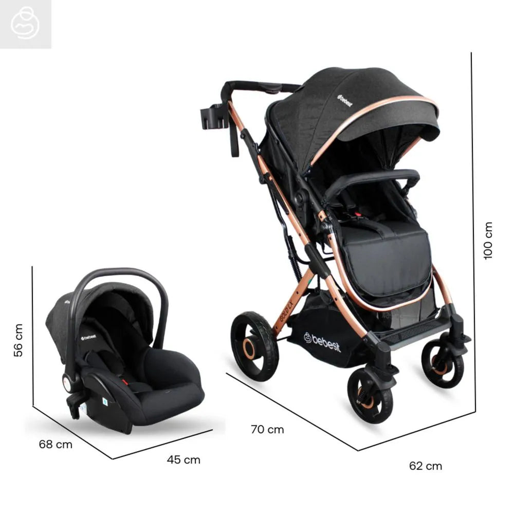 Coche Moisés Con Porta Bebé Gold LX Negro Bebesit Medidas