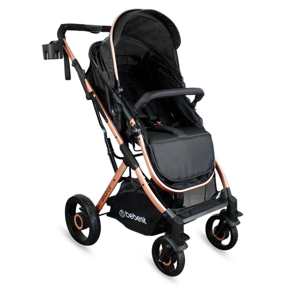 Coche Moisés Con Porta Bebé Gold LX Negro Bebesit
