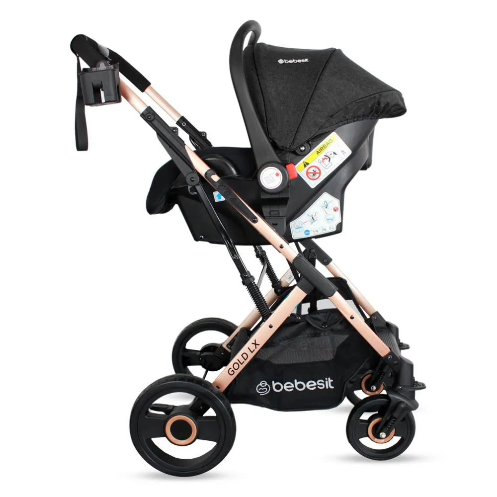 Coche Moisés Con Porta Bebé Gold LX Negro Bebesit