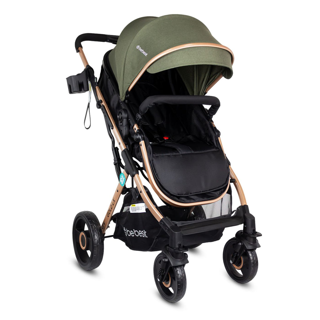 Coche Moisés Con Porta Bebé Gold LX Verde Bebesit