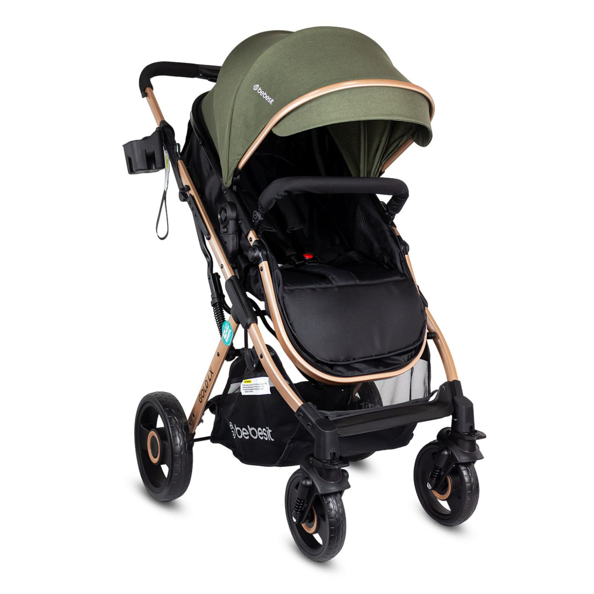 Coche Moisés Con Porta Bebé Gold LX Verde Bebesit