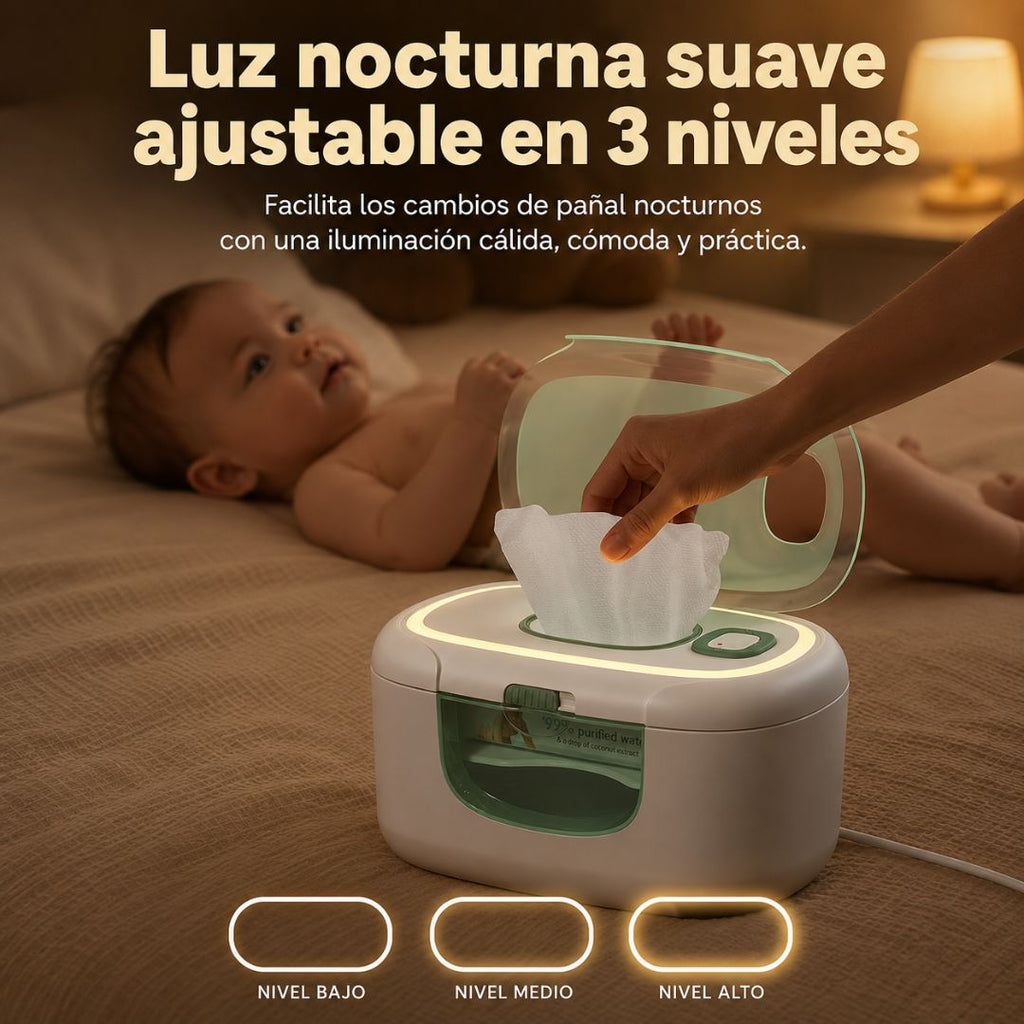 Calentador de Toallitas Humedas Momcozy niveles 
