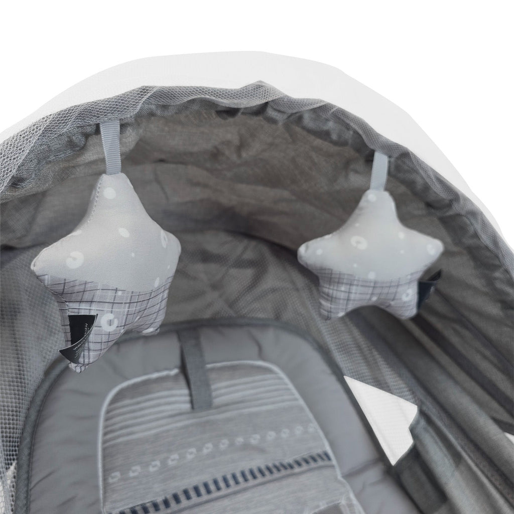 Silla Mecedora 4 En 1 Estrellas Gris Premium Baby Móvil