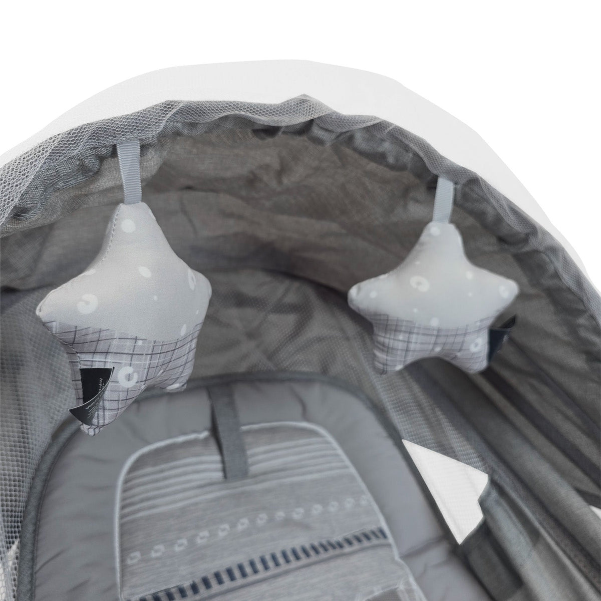 Silla Mecedora 4 En 1 Estrellas Gris Premium Baby Móvil