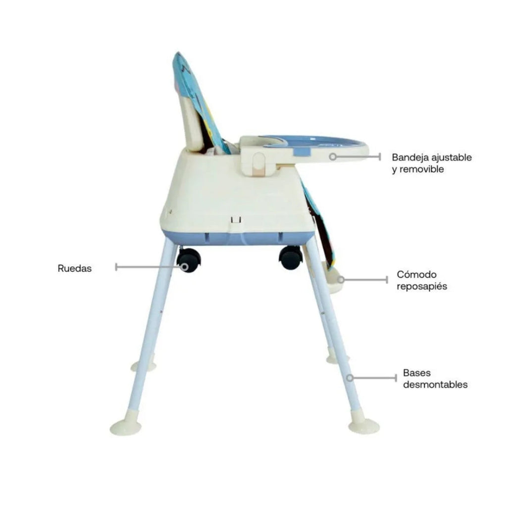 Silla Comedor 3 en 1 Smart Azul Bebesit Modelo